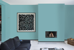 ROOMMATES, Düsseldorf, Katharina Hagemann, Grafik Designer, Nicola Warnholtz, Interior Designer, digitale Bildbearbeitung, digitale Ansichten, Farbberatung, farbliche Raumkonzepte, Kaminzimmer, hellblaue Wand, Farbton Henri 18, der junge Baron 314, Anna v. Mangoldt